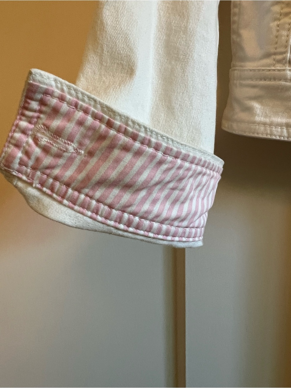 kate spade White Denim Jacket w/Pink Stripe Trim - Picture 9 of 9